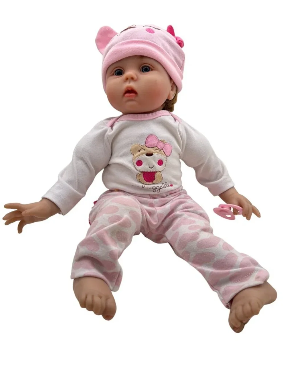 Reborn Baby Doll Brown Hair Pink Outfit & Accessories Pre-Owned W Flaws 20